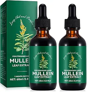 Mullein Drops for Lungs 4 Fl Oz - Mullein Leaf Extract for Lungs with Chlorophyll - Natural Herbal Supplement for Lung Cleanse, Respiratory Support, Boosts Immunity, Digestive Wellness