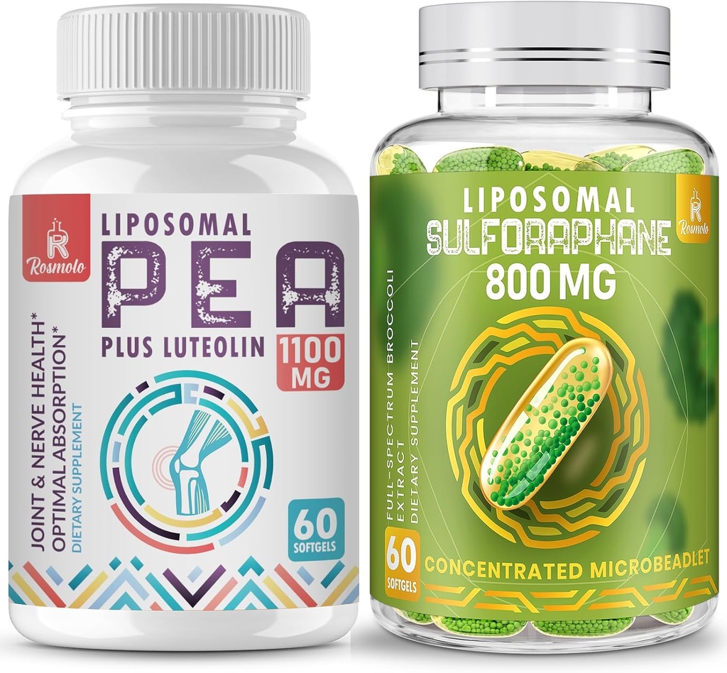 Palmitoylethanolamida Liposomal 1000 mg + Dual-Delivery 800mg Sulforaphane Liposomal, absorción mejorada y biodisponibilidad