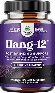 Píldoras de hidratación para el hígado de noche - Pre y post recuperación de bebidas suplemento para mañanas mejores con DHM Dihidromyricetin Milk Thistle Extracto y electrolitos (60 cápsulas)