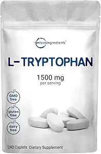 Micro Ingredientes L-Tryptophan 1,500mg, 240 Caplets ← Aminoácidos esenciales + Relajación Apoyo ← Mood, Sleep & Nervous System Balance ← Clean Label, Non-GMO