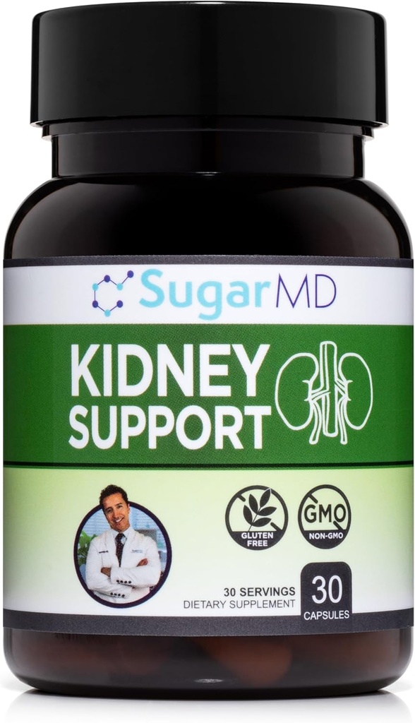 SugarMD Kidney Support Fórmula 30 Capsules – Suplemento de Apoyo al Riñón para la Función del Riñón Saludable – Suplementos de Riñón Gratuito para Hombres y Mujeres – (30-Day Supply)
