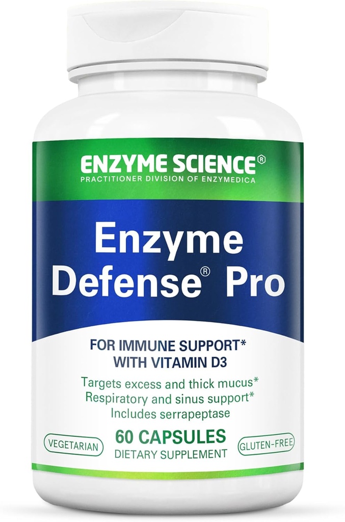 Enzyme Science Enzyme Defense Pro, 60 cápsulas – Suplemento de Apoyo a la Inmunidad – Formulado con Vitamina D3, L-Lysine, Calcio y Protease–Enzyme Digestion Support – Sistema Inmune
