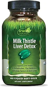 Irwin Naturals Milk Thistle Liver Detox - 60 Liquid Softgels - Supports Liver Health with Dandelion, Artichoke, Turmeric &amp; Green Beet Root