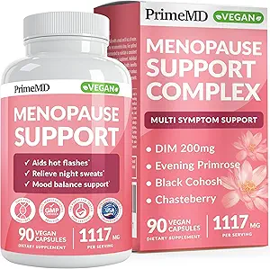 20-en-1 Suplementos de la menopausia para mujeres - DIM y Estrógeno Suplemento de Alivio de la menopausia y Flashes calientes con Cohosh Negro, Primrose de la tarde y Chasteberry (90 ct, 45 Servimientos)