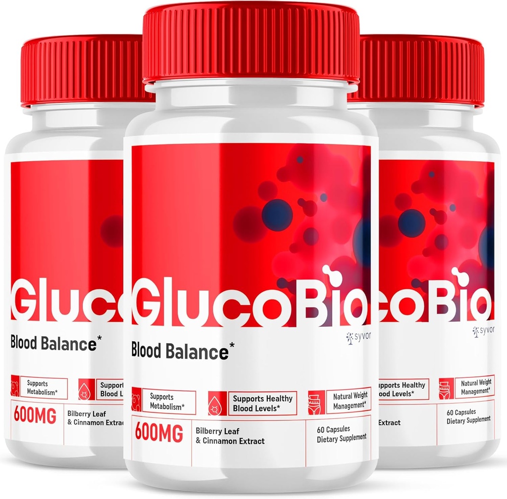 (3 Pack) Glucobio Capsules, Gluco Bio Advanced Glyco Support Formula Pills, Glucobio Extra Strength Supplement, Glucobio Natural Ingredients Glycogen Support, Gluco Bio Glycogen Reviews (180 cápsulas)