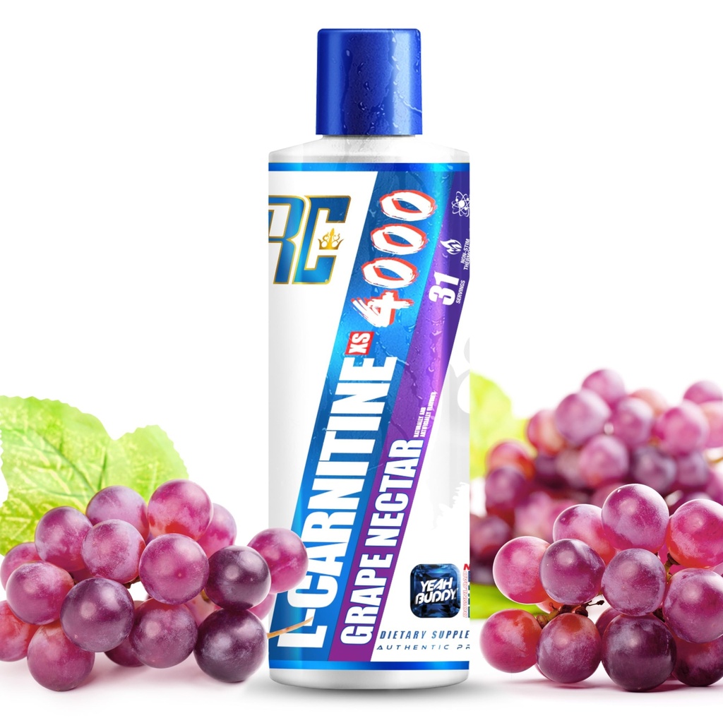 Ronnie Coleman Signature Series L Carnitine XS 4000 Liquid, Stimulant Free, Sugar Free, Zero Carbs, Lean Muscle Strength Support for Men & Women, 16 Oz (16 oz, Grape Nectar (4000))