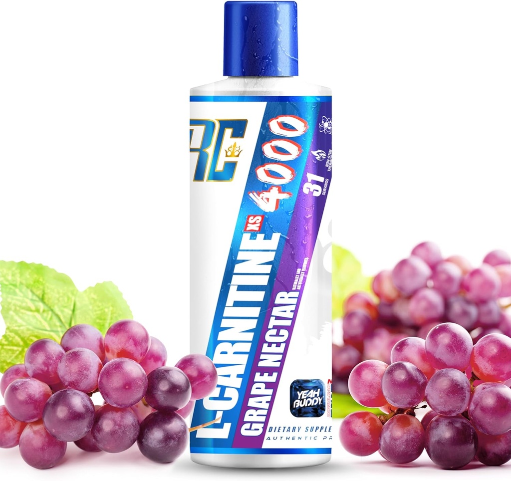 Ronnie Coleman Signature Series L Carnitine XS 4000 Liquid, Stimulant Free, Sugar Free, Zero Carbs, Lean Muscle Strength Support for Men &amp; Women, 16 Oz (16 oz, Grape Nectar (4000))
