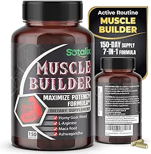 Suplemento del constructor de músculos ultra con L-Arginine & Tribulus – Soporte de entrenamiento deportivo – 150 cápsulas (provisión de 150 días)