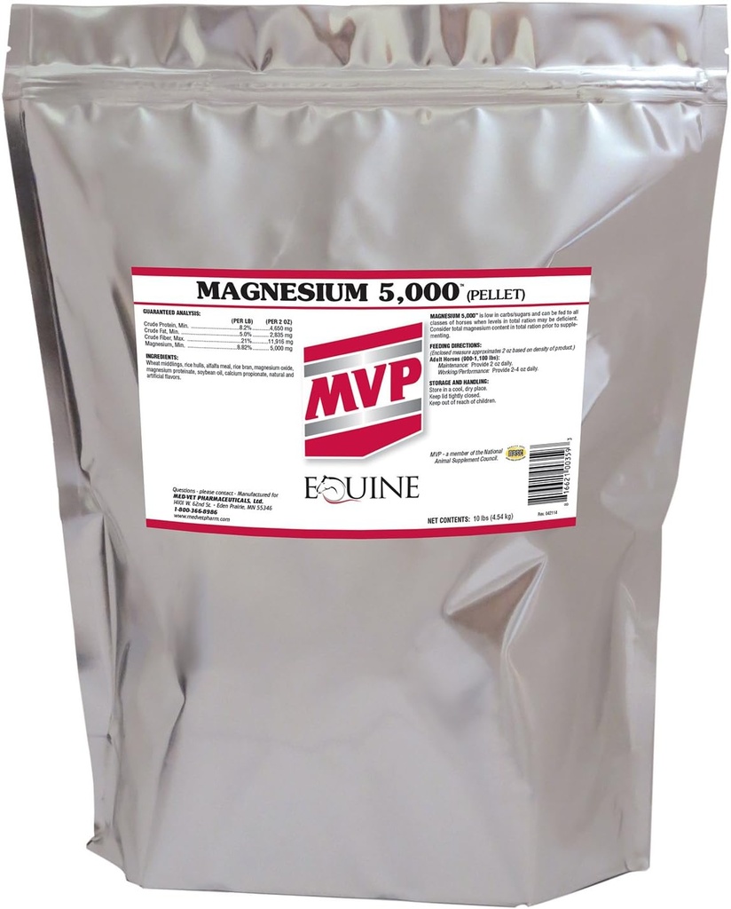 Magnesio 5000 (10lb) Calming/Metabolism/Muscle Function Support for Horses.