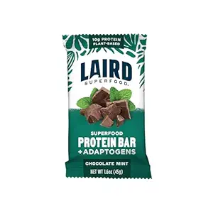 Barras de Proteína Funcional Superfood Laird – Bar Proteína Proteína pero Mejor con Ingredientes Reales, Mushrooms Funcionales 10g Proteína de base vegetal, 6g Fibra - No GMO - Chocolate de menta, 10 Conde (Pack of 1)