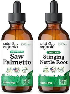 Wild &amp; Organic Saw Palmetto Tintura 4 fl oz &amp; Stinging Nettle Root Tincture 4 fl oz