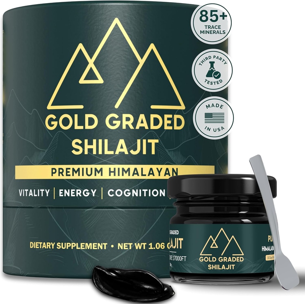 Shilajit Resin  500mg High Potency, Shilajit Pure Himalayan Organic, 85+ Trace Minerals " Fulvic Acid ← Shilajit for Energy " Immune Support ← Gold Grade Shilajit, Shilajit for Men " Women ← 30g
