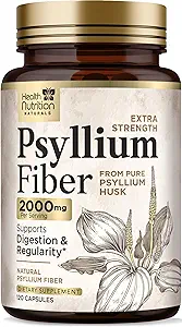 Psyllium Husk Capsules 1500 mg - Natural Fiber Supplement Pills, Daily Digestion, Colon Health, & Regularity Support, Plant Based Psyllium Husks Powder Caps, Vegan, Non-GMO - 120 Veggie Capsules