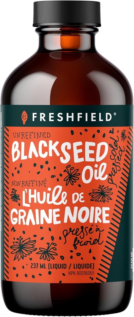 Freshfield Black Seed Oil ← Vegan Friendly, Thymoquinone, Premium (Black Cumin Seed Oil, Nigella Sativa) ← Cold Pressed ← Ultra Strength ← Pure y 100% Natural. 8 oz Liquid