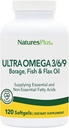 Natures Plus Ultra Omega 3 6 9-1200 mg, 120 Softgels - Aceite de Borage, Aceite de Pesca, Suplemento de aceite de Flax - Sin gluten - 120 Serviciones