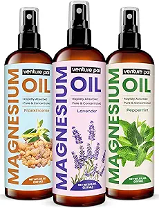 Venture Pal 100% Pure Magnesium Oil Spray with Lavender, Fast Absorption, Less Sting, Ultra-Soothing for Sleep & Muscle Relaxation, Seven (Big 8 oz) Minerals