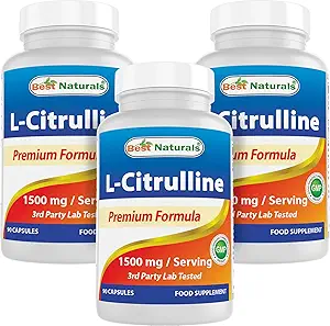 Mejores Naturales L-Citrulline Capsules - 1500mg/Serving - No GMO - Gluten Gratis - 90 Capsules (90 Cuenta (Pack of 3))