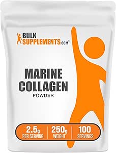 BulkSupplements.com Marine Collagen Powder - Marine Collagen Peptides Suplemento, para el cabello, la piel, " Nails - Hydyrolyzed " Gluten Free, 2.5g por Serving, 250g (8.8 oz) (Pack of 1)