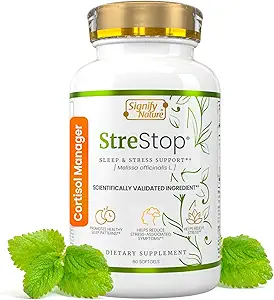 SIGNIFY NATURE StreStop – Cortisol Manager – Adrenal Fatigue Suplementos – cortisol Health – Adrenal Cortex – Lemon Balm – Adrenal Restore - Serotonin Booster