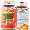 Vitamina Liposomal C 1000mg Gummies para adultos - Vitamina C Chewable 1500mg con 8mg Iron, Zinc & Elderberry - Apoyo Inmune, Suplemento de Booster Inmune - para la energía, Booster Collagen, 1Pack Sugar Gratis