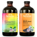 Serene Herbs Soursop Bitters Liquid &amp; Black Seed Bundle – Organic Herbal Guanabana for Digestive Support & Immune Health – Vegan, Non-GMO – 32 oz (16 oz cada uno), 64 Servidores