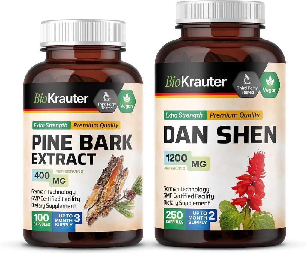 BIO KRAUTER Pine Bark 100 Capsules &amp; Dan Shen 100 Capsules
