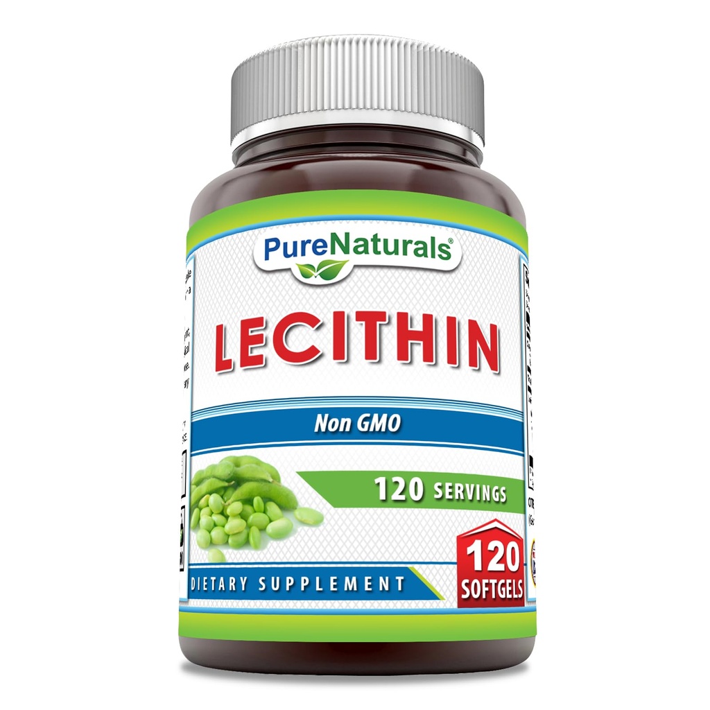 Pure Naturals Lecithin 1200 mg Softgels Supplement | High Potency | Non-GMO | Gluten Free (120 Count)