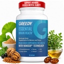 Suplementos cerebrales nootrópicos para memoria y foco – Suplementos de salud cerebral para adultos con tecnología NanoCap®, Phosphatidylserine, Bacopa, Ginkgo Biloba, Omega 3, B6 B12, 60 Softgels por Greedy®