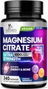 Suplemento de Citrato de Magnesio Píldoras 1000mg - 3X Strength Magnesium Suplementos para Bone, Muscle, Heart, Nature's Sleep Support for Men &amp; Women, Vegan Mag Mineral, Non-GMO, Botellado en EE.UU., 240 cápsulas