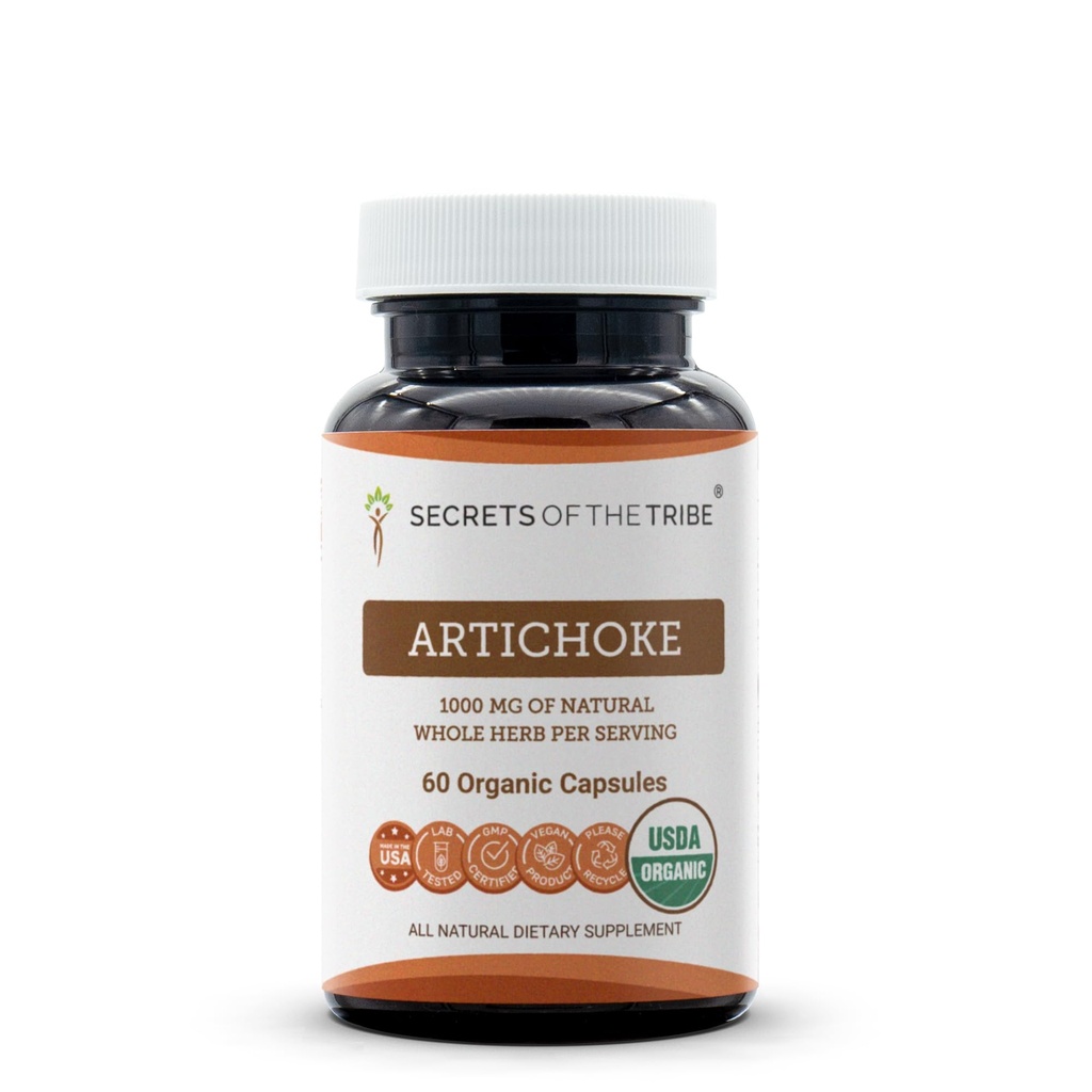 Secretos de la Tribe Artichoke 60 cápsulas, 1000 mg, Artichoke (Cynara scolymus) Hoja seca (60 cápsulas)