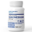 Puregen Labs Triple Magnesium Complex 300mg of Magnesium Glycinate, Malate, & Citrate [High Absorption] 120 Veg Capsules | No Harmful Additives | Non-GMO, NO Gluten and Dairy