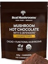 Real Mushrooms Unsweetened Hot Chocolate Mix con 5 defensores – Reishi, Chaga, Turquía Tail, Maitake, Shiitake – Coco Powdered Unsweetened – Orgánico Cacao Powder Suplemento, Vegan, 15 Servimientos