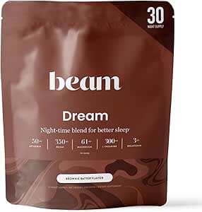 Beam Dream Sleep Powder, L-Theanine, Apigenin, Reishi y Magnesium, Third Party Tested Natural Sleep Aid &amp; Sleep Supplement for Deep Sleep, Relax and Recovery, Natural Sleep Support, 30 Servings