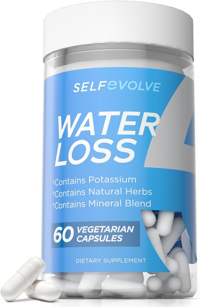 Pérdida de agua - Píldoras de agua natural para la reducción de la retención de agua " Refugio de soplado con extracto de dandelión, potasio " 7 ingredientes naturales - 60 cápsulas de verduras