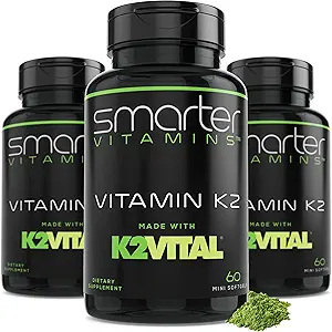 (3 Pack) Más inteligente Vitamina K2 MK7 100mcg, Hecho con K2VITAL y Kale, 180 Liquid Softgels