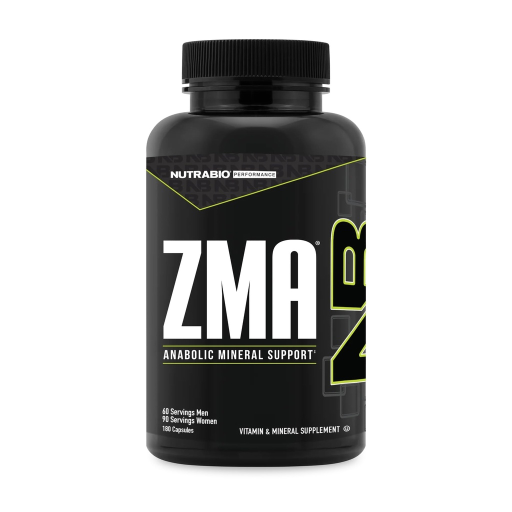 NutraBio ZMA Suplementos para Hombres &amp; Mujeres Zinc Magnesio Suplementos para apoyar niveles hormonales, rendimiento de pico, sueño, recuperación de músculo, salud inmune, 180 Ct.