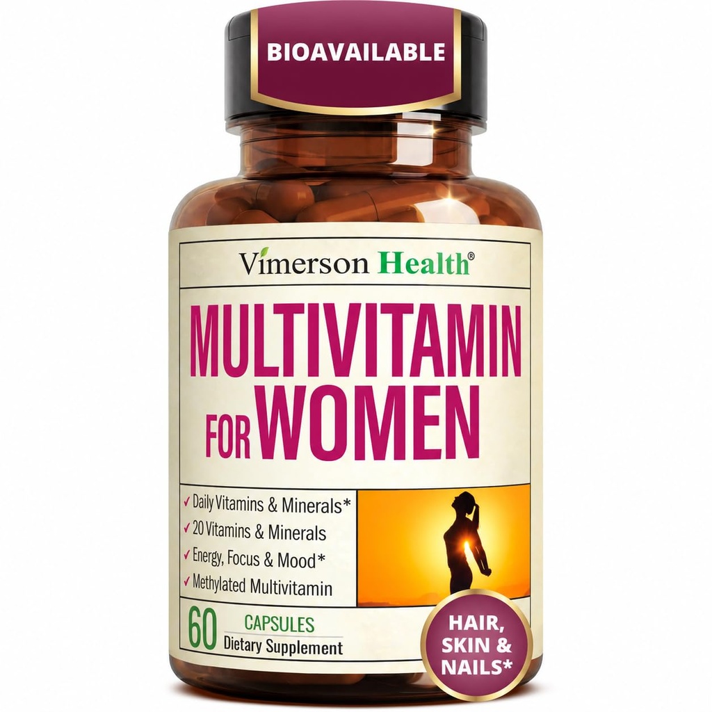 Multivitamínico para Mujeres con Vitaminas Metiladas y Minerales Chelatados para la Energía, el Focus y la Salud Inmunitaria – Premium Daily Womens Multivitamins & Multiminerals – 60 cápsulas