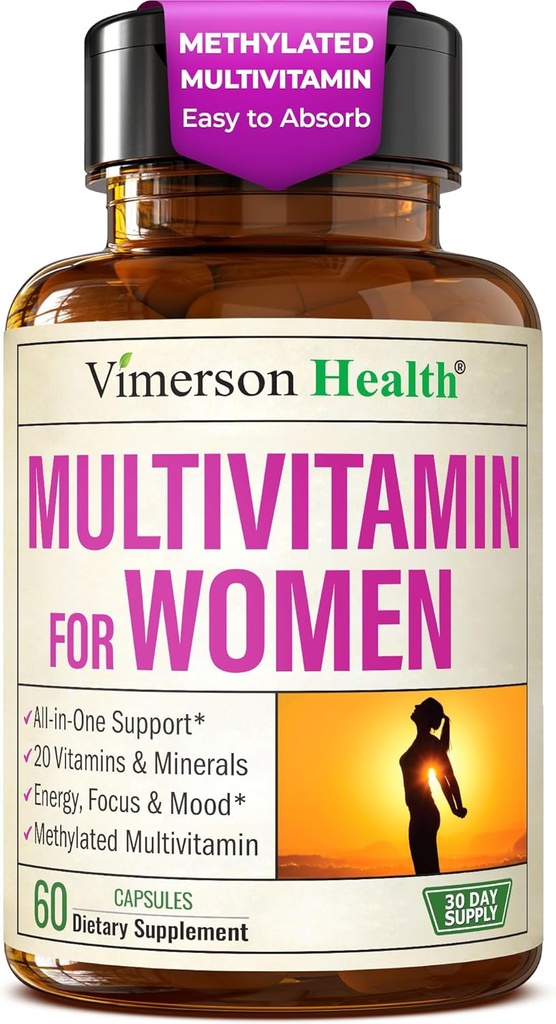 Multivitaminas para Mujeres – Mujeres Metiladas Multivitaminas & Multiminerals Capsulas con Vitamina B12, A, D, C, Zinc, Magnesio &amp; Más para el soporte diario completo – Vitaminas Biodisponibles Confiadas para Mujeres