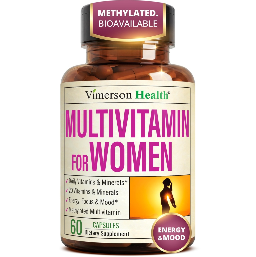 Multivitaminas para Mujeres – Mujeres Metiladas Multivitaminas & Multiminerals Capsulas con Vitamina B12, A, D, C, Zinc, Magnesio &amp; Más para el soporte diario completo – Vitaminas Biodisponibles Confiadas para Mujeres