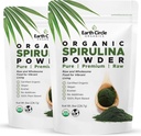 Círculo de la Tierra Orgánicas Spirulina Powder, Kosher, Raw y No-Irradiated ← Pura Vegan Protein ← Premium Energy Superfood, High in Amino Acids and Antioxidants - (8oz - 2Pack)