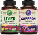 Liver Cleanse Detox Repair Formula y Pure Saffron Extract Bundle (One Bottle Cada uno). Soporta Liver Health, Energy Boost, Mood, Metabolic Function. USA Made.