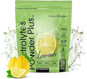 PowderVitamin Electrolytes Powder Plus Keto, Lemonade (100 Servings) 0 Azúcar, No Maltodextrin,1000mg Potasio,120mg Calcio,120mg Magnesio, Vitamina Orgánica C, Calorias de Zoro, Hidratación Energética Polvo