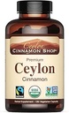 Ceylon Cinnamon Shop Organic Ceylon Cinnamon (100% certificado) Suplemento, 180 cápsulas, 3 meses de suministro