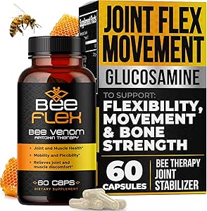 Bee Flex Joint Support Supplements - Glucosamine & Turmeric for Joint &amp; Muscle Health, Enhanced Mobility, Flexibility, and Comfort - Natural Cartilage Support Complex - 60 Capsules (1)