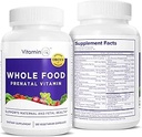 Alimento integral Vitaminas prenatales (120 cápsulas) Apoyo natural para la salud materno-fetal, multivitamina prenatal para las mujeres con escotilla, vitaminas B y más, vegano, no soy, gluten o lácteo