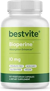 Bioperina 10mg (120 cápsulas vegetarianas) - No Stearates - Vegan - No GMO - Gluten Gratis - Absorción Enhancer