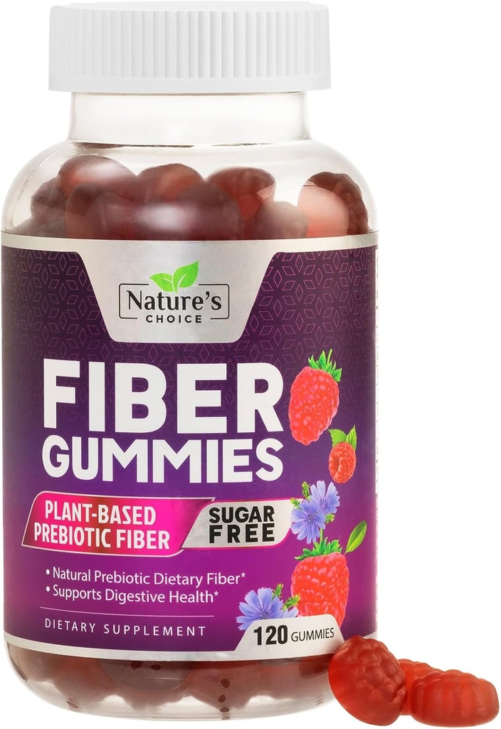 Gummies de fibra para adultos, azúcar gratis diario 4g Gummy Fiber Suplemento, Prebiotic Gummy Digestive Health Support - Plant Based Soluble Chews, Prebiotics Supports Regularity & Digestion - 120 Gummies