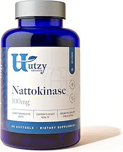 Utzy Naturals Nattokinase ← 2000 FU per Serving from Japanese Natto Silencio para Cardiovascular and Circulatory Support ← 60 Softgels