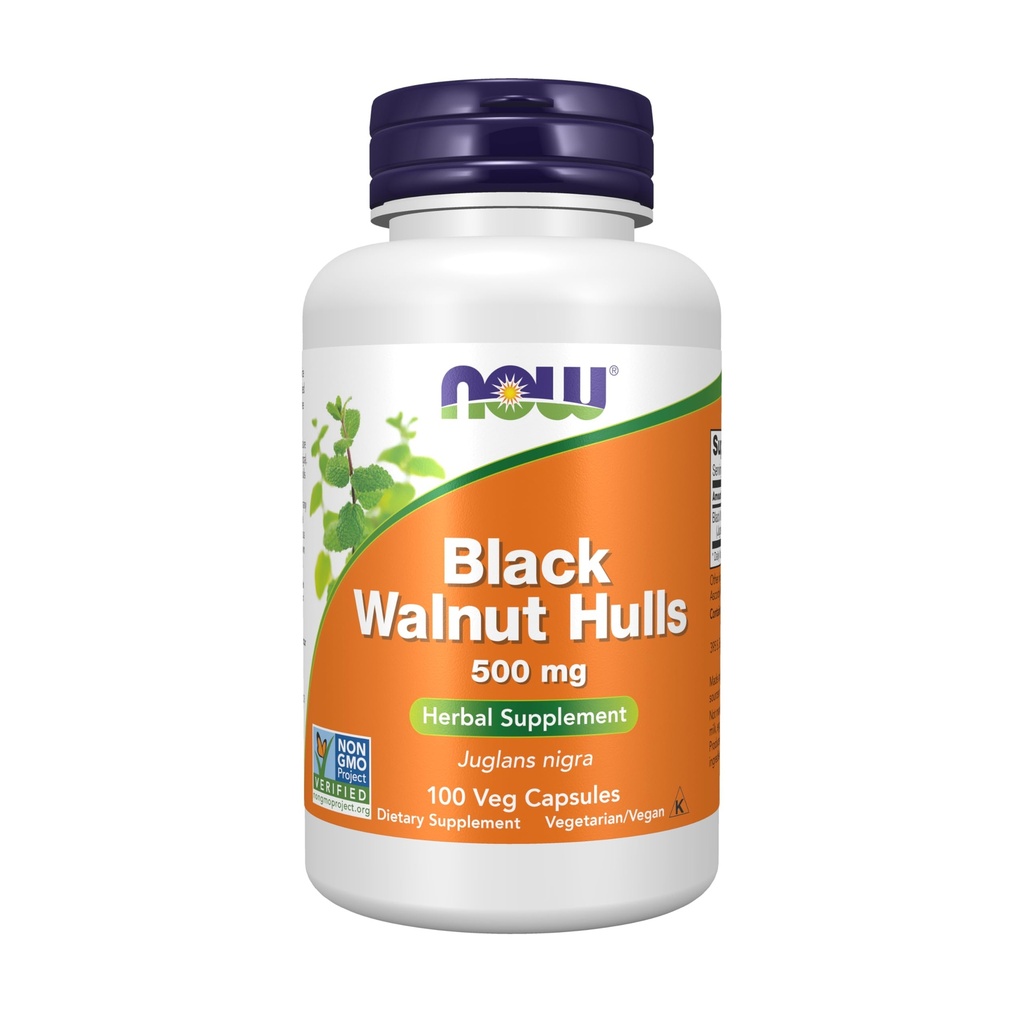 AHORA Suplementos de alimentos, Black Walnut Hulls (Juglans nigra) 500 mg, Suplemento de hierbas, 100 cápsulas de verduras