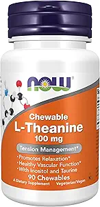 AHORA Suplementos, L-Theanine 100 mg con Inositol y Taurina, Tension Management*, 90 Chewables